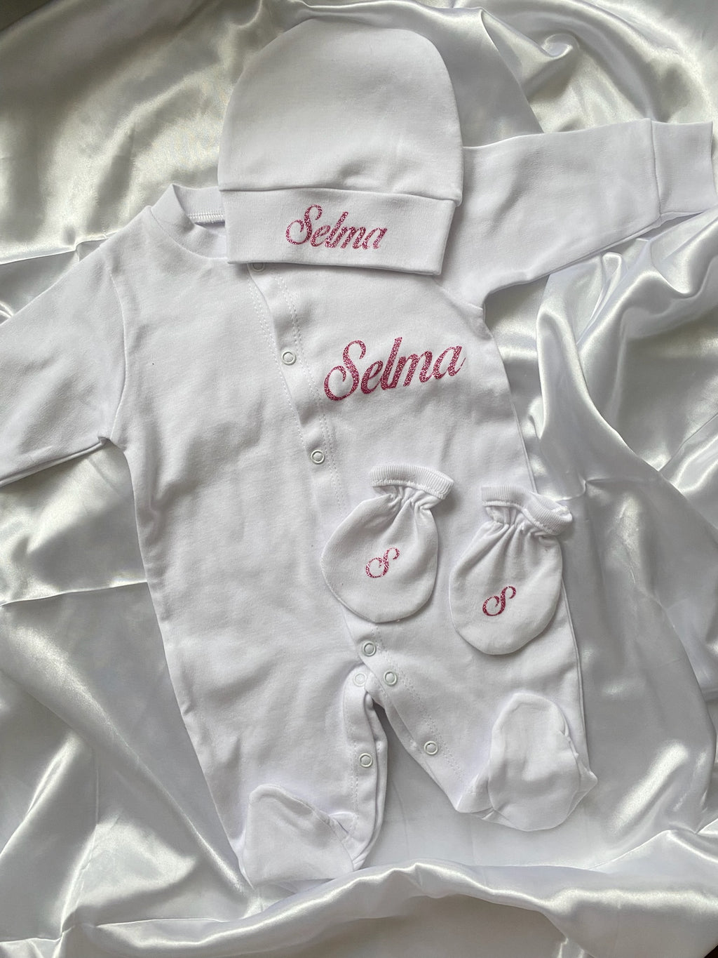 Set bebe 0-3 mois 3 pieces coton blanc
