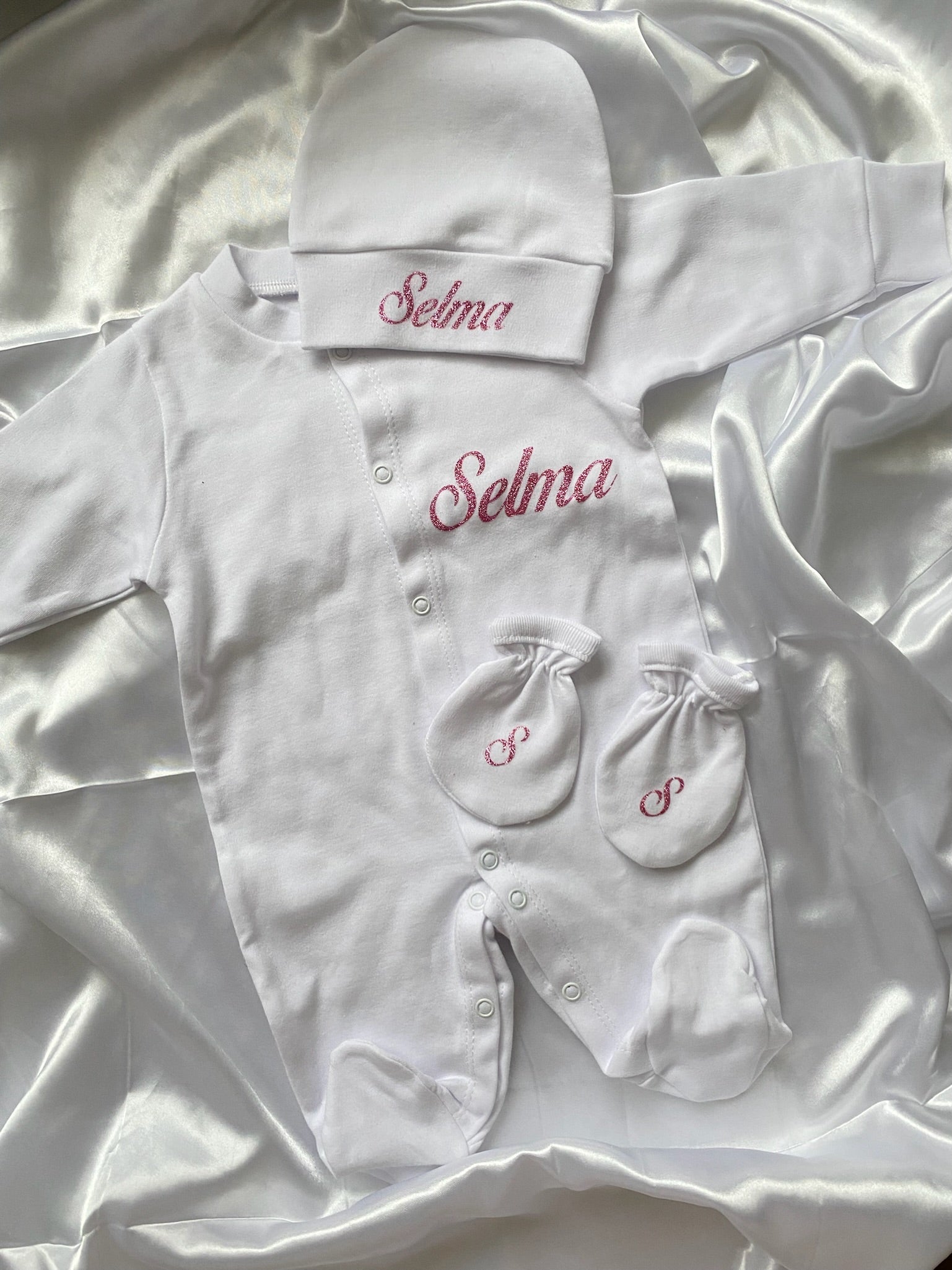 Set bebe 0-3 mois 3 pieces coton blanc